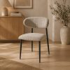 Silla de comedor sin brazos Tyra de tapiz tipo lino beige