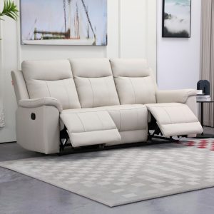 Reclinable Triple Manual Mirna Mix Cuero Crema