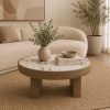Mesa de centro Ø80 Ema con top de cerámica y base beige