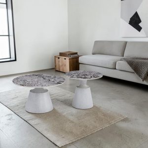 Set x2 mesas de centro Neo top de piedra sinterizada gris