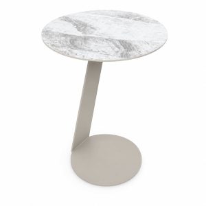 Mesa auxiliar redonda Ø40 Tasha top de piedra sinterizada