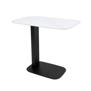 Mesa auxiliar rectangular top de piedra sinterizada gris