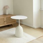 Mesa auxiliar redonda Ø50 Nala beige top piedra