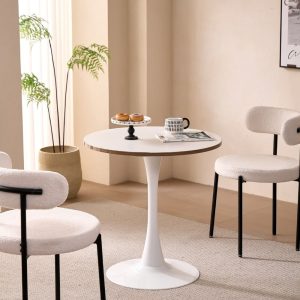Mesa de comedor 4P redonda Ø70 Jinx white top piedra