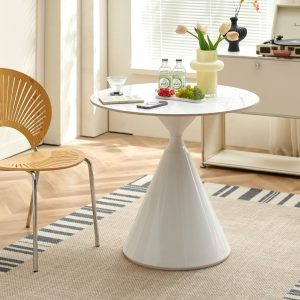 Mesa de comedor redonda Ø100 Sora white top piedra