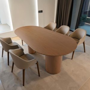 Mesa de comedor ovalada 180x90 Tany de madera café