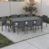 Set comedor rectangular de exterior 8P de aluminio gris