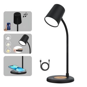 Lámpara escritorio LED dimerizable 3CCT c/altavoz y cargador en Ecuador