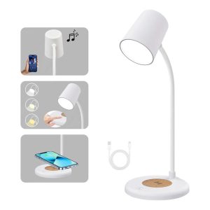Lámpara escritorio LED dimerizable 3CCT c/altavoz y cargador en Ecuador