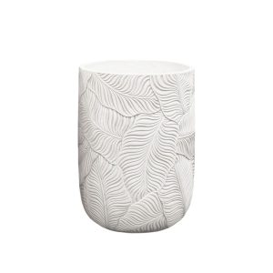 Macetero Flora fibra mineral blanco diseño hojas H:48cm