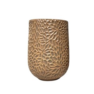 Macetero Zara fibra mineral café acabado pétalo H:60cm