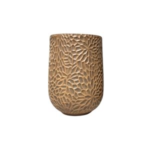 Macetero Zara fibra mineral café acabado pétalo H:54cm