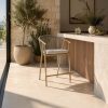 Taburete para bar Talara acabado madera teca taupe + cojín