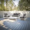 Set sala de exterior Marshal aluminio blanco cojines grises