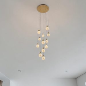 Lámpara LED doble altura Charlotte brass luz cálida 60W
