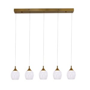 Lámpara LED colgante Mandy brass vidrios clear 25W