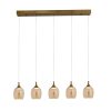 Lámpara LED colgante Mandy brass vidrios ámbar 25W