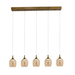 Lámpara LED colgante Mandy brass vidrios ámbar 25W