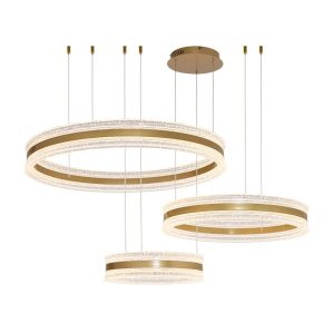 Lámpara LED Rick 3 aros colgantes 40-60-80cm dorado 3CCT