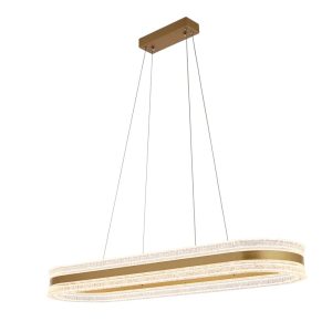Lámpara LED colgante Rick rectangular dorado 3CCT