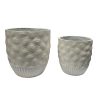 Set x2 macetero Conrack de piedra mineral blanco 34cm/45cm