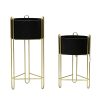 Set x2 portamacetas Dony de metal negro/dorado 68cm/51cm