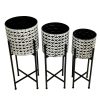 Set x3 portamacetas Anton metal negro/blanco 74cm/68cm/62cm