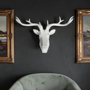 Aplique de pared ciervo minimalista blanco 32cm