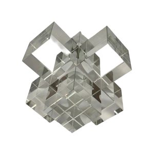 Adorno cubos geométricos de cristal clear 12cm