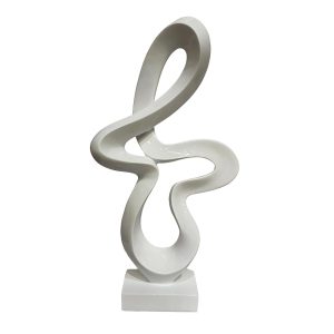 Adorno abstracto de resina blanco 35cm