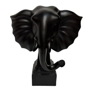 Adorno elefante minimalista de resina negro 30cm