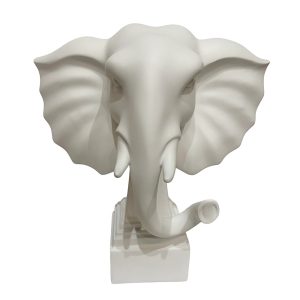 Adorno elefante minimalista de resina blanco 30cm