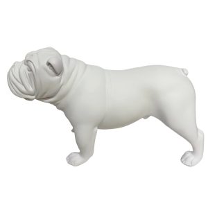 Adorno Bulldog Inglés de resina blanco 16cm