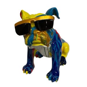 Adorno Bulldog Francés de resina multicolor 35cm