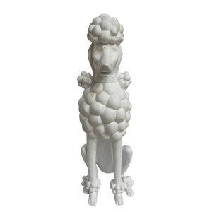 Adorno figura Poodle de resina blanco 60cm