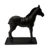 Adorno caballo de resina negro acabado estriado 30cm
