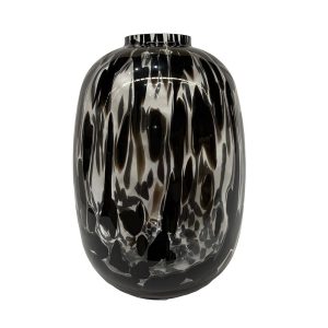 Florero Wason de vidrio animal print negro 26cm