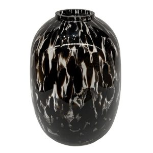 Florero Wason de vidrio animal print negro 30cm