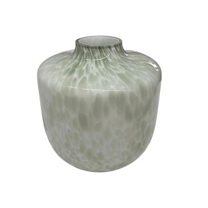 Florero Kimy de vidrio acabado mármol blanco/verde 22cm