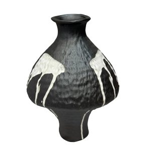Florero Antique de cerámica negro/blanco 30cm