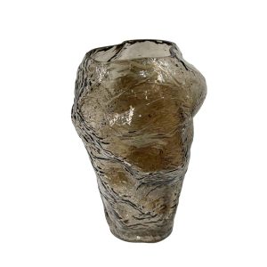 Florero Tony de vidrio café con textura 30cm