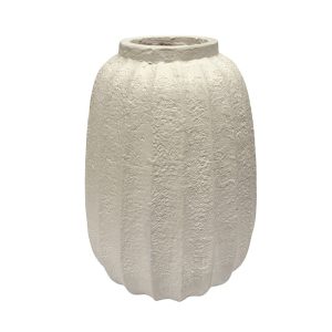Florero Zoe de piedra mineral blanco 50cm