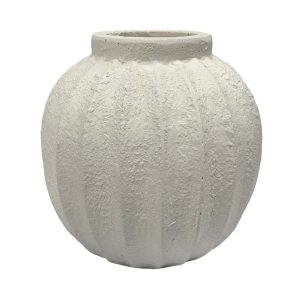 Florero Zoe de piedra mineral blanco 30cm