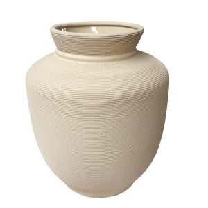 Jarrón Zyn de cerámica crema 30cm