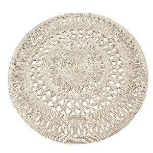 Tapete Milán circular tejido textil blanco 150cm