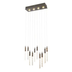 Lámpara LED colgante Alter gris con cristales 30W + 4L GU10