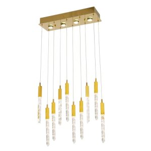 Lámpara LED colgante Alter dorada con cristales 30W 4L GU10