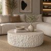 Mesa de centro Aeris con acabado travertino blanco Ø100cm