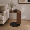 Mesa auxiliar Ryan de metal+PU café/negro Ø40cm