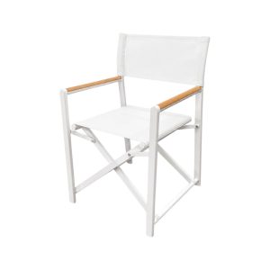 Silla de exterior plegable Kai aluminio blanco + madera